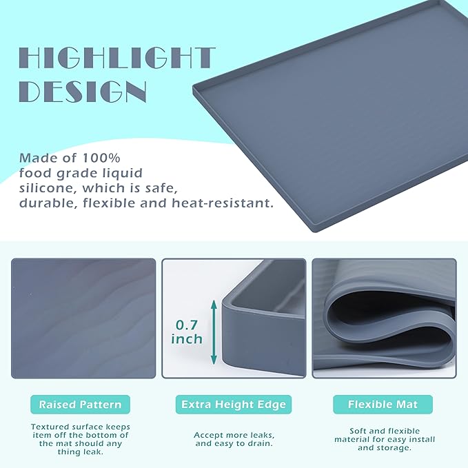 URMONA Waterproof Silicone Under Sink Mat 31'' x 19'' Shelf Liner for Kitchen and Bathroom, Cabinet and Counter Protector, Storage and Organizers, Litter Mat, Pet Cat Puppy Essentials(Cream)