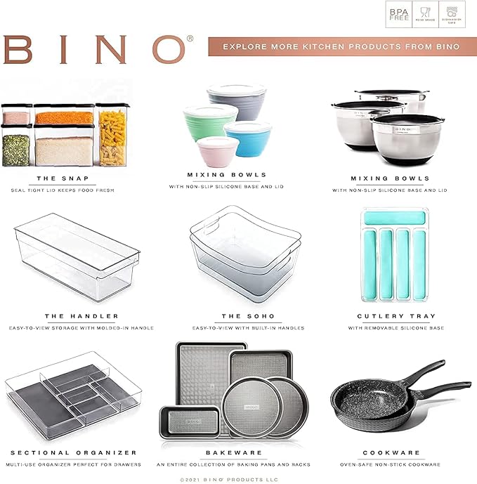 BINO | Clear Storage Organizer | THE LODGE COLLECTION | Containers for Organizing with Handles| Pantry & Kitchen Organization | Fridge Organizer | Bathroom Organizer | Storage Bins For Shelves Cabinet