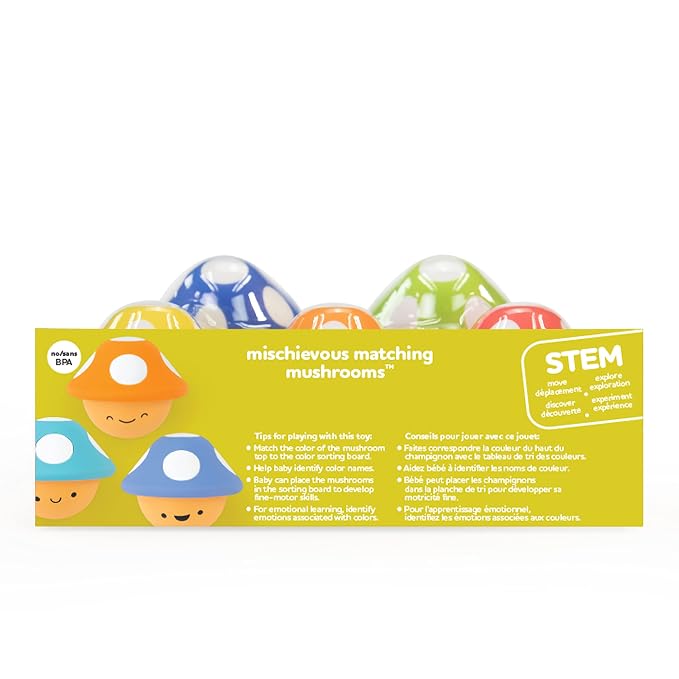 Sassy Mischievous Matching Mushrooms, Sorting Board, Social Emotional Learning Toy, STEM, 12+ Months