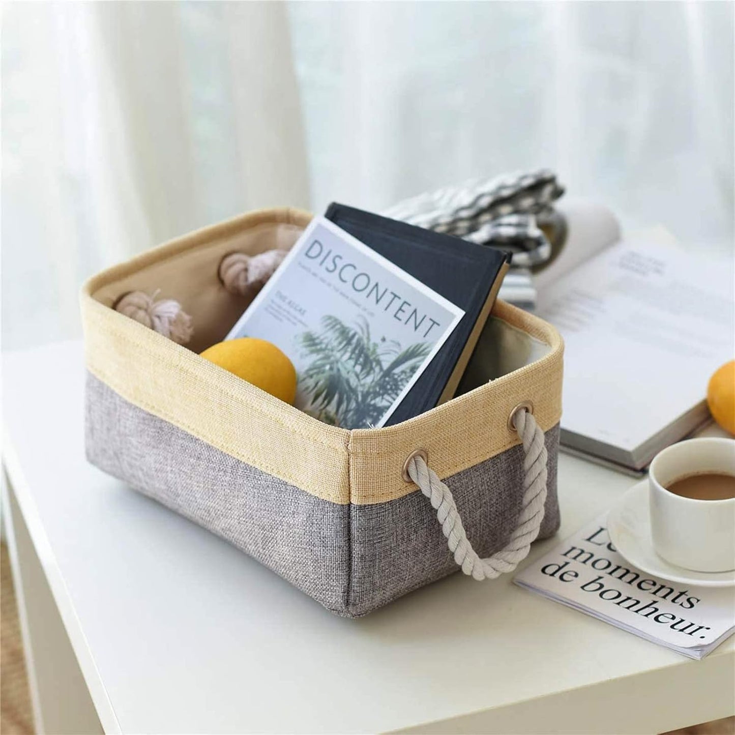 TheWarmHome Small Storage Bins Basket - Small Storage Baskets for Organizing Shelves, Fabric Storage Cubes Organizer for Changing Table Clothes Shoes Sock Towel Dog Toy,Decorative Basket Gift