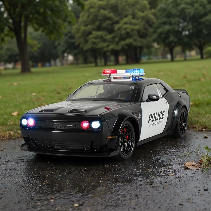 Police Cars for Kids Ages 3-5,1/24 Diecast Cars Hellcat Toy Car Collectibles Model Kit with Pull Back,Hell Cat Toy Police Car with Lights and Siren for Kids 3+ Year Olds