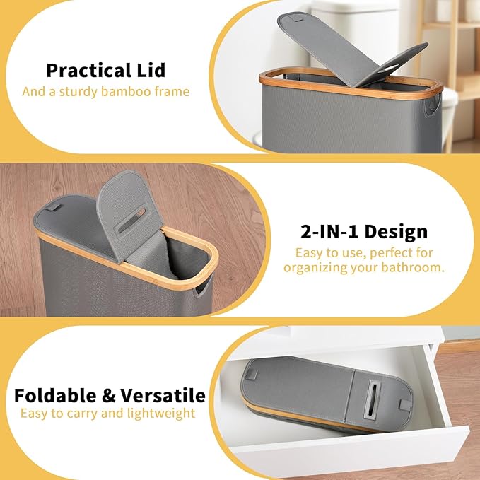 efluky Toilet Paper Storage and Holder 2 in 1, Toilet Paper Storage with Lid for Bathroom 28L, Free Standing Holder Organizer Holds Up to 9-12 Rolls, Grey