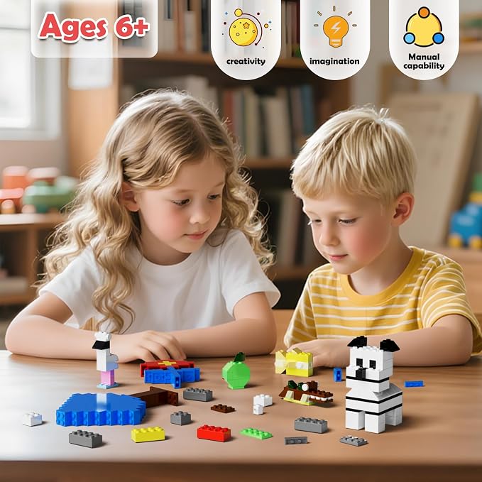 500 Piece Classic Building Bricks and 1 Green Baseplate, Compatible with Lego and Other Major Brands, Mixed Bricks Bulk Creative Building Toys, Blocks Bulk for Kids Ages 6+ (Girls' Color)