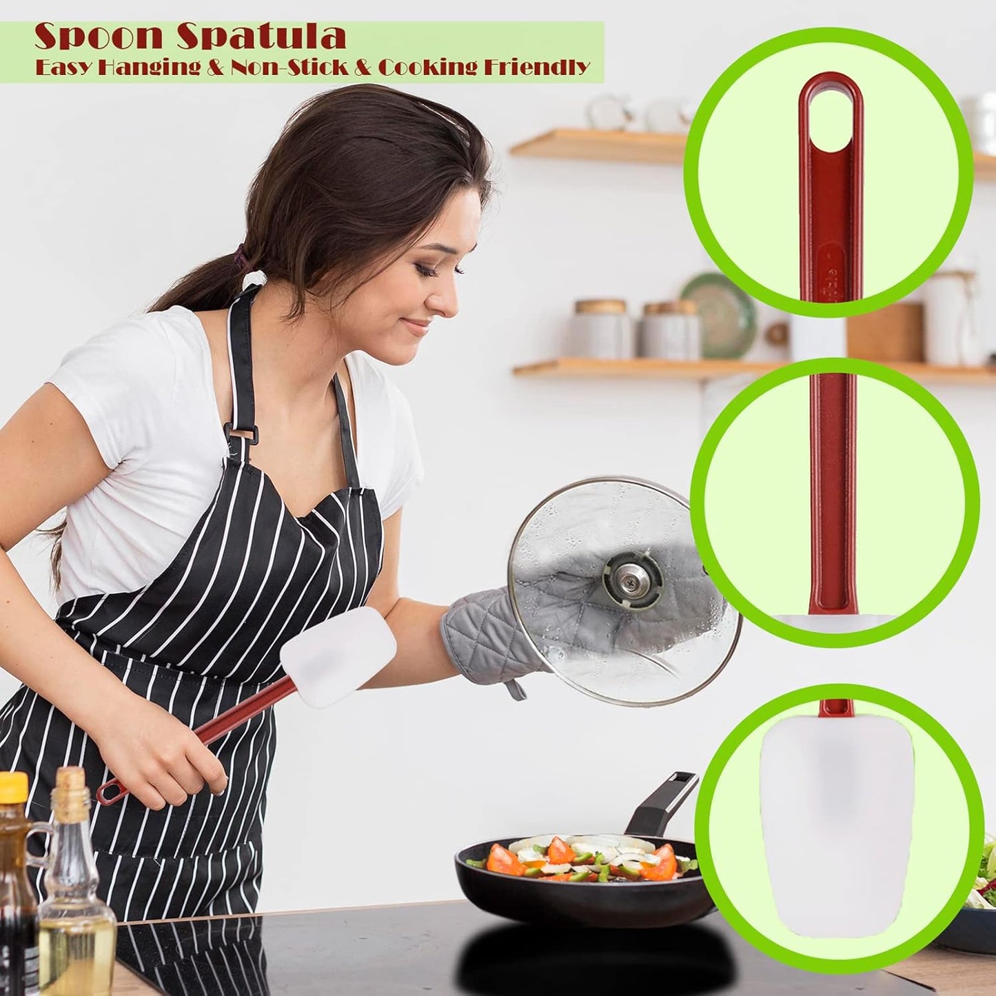Commercial Spoonula Rubber Spatula Set, High Heat Spatula Spoon 9.5 Inches, Commercial Spatula for Cooking, Rubber Spatula Set Resistant to 500℉ (1 Scrapers+1 Spoonula 14"/M)
