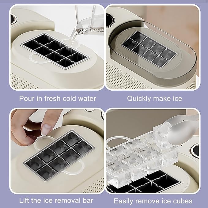 mini Ice Maker Machine Counter Top for Home, Portable Small Clear Ice Cube Maker, ce Ready in 10 Mins, Low Noise & Energy Saving, Easy to Clean (Purple Standard)