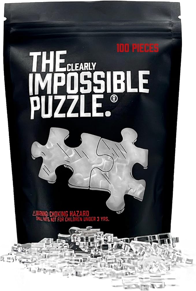 The Clearly Impossible Puzzle 100, 200, 500, 1000 Pieces Hard Puzzle for Adults Cool Difficult Clear Brain Teaser - Difficult Funny for Adults (100 Piece)