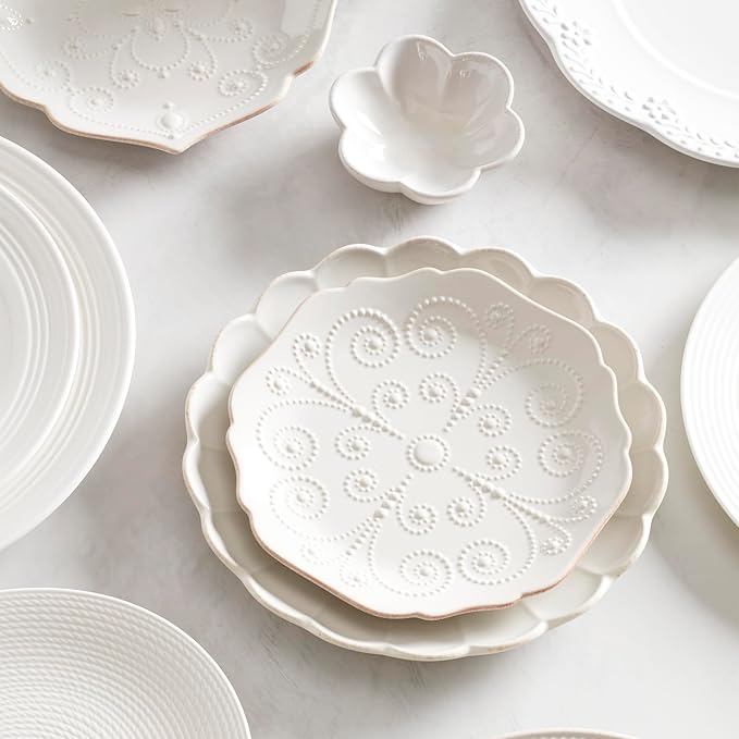 Lenox 893544 French Perle Scallop 4-Piece Accent Plate Set, Matte, Off-White