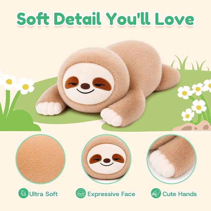 Sloth Weighted Stuffed Animal, Soft Plush Toy Gift (10.6 Inch, 0.7 Lbs)