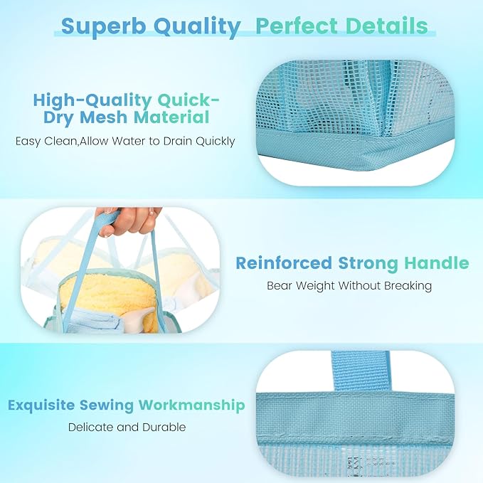 Shower Caddy Portable for College Dorm Room Essentials for Girls with 9 Pockets,Large-Capacity Shower Basket,Quick Dry Toiletry Tote Bag for Women,Outdoor Gym,Travel,Swim,Beach Camping Essentials-Blue
