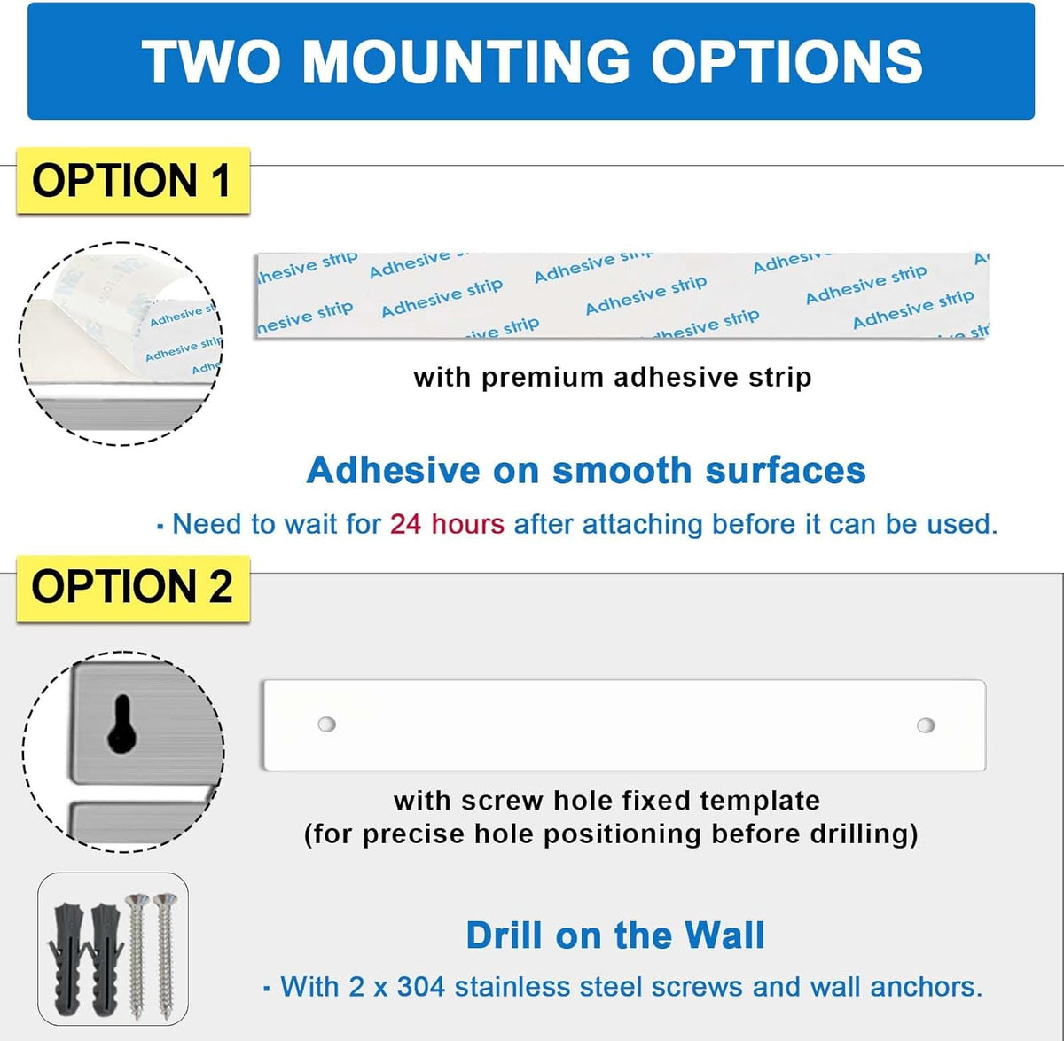17 Inch Magnetic Knife Holder for Wall, Adhesive Knife Magnetic Strip No Drilling with 12 Hooks, Powerful Magnetic Knife Strip, Magnetic tool Holder for Kitchen Knives & Utensils (Silver)