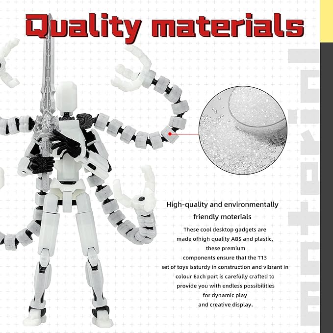 T13 Already Assembled Action Figure Accessories,T13 Multi-Jointed Movable,for Collectors Desktop Decorations t-13 Movability 3D Printed Toys (Blue Noctilucent Blue, 5.5 Inch)