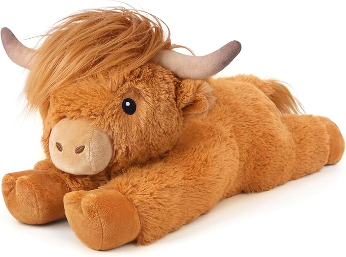 Cuckool Highland Cow Stuffed Animals, Microwavable Stuffed Animal Adorable Fluffy Highland Cow Plush for Warmth, Heatable Coolable Lavender Scent Toy, Cute Soft Plushie Gift for Kids Boy Girl & Adults