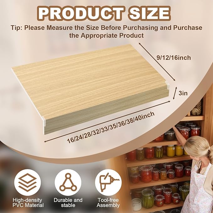 5 Pcs Wire Rack Covers 35x12x3 inch PVC Pantry Shelf Cover 0.31 inch Thick Removable Closet Wire Rack Shelf Covers,Decoration Kitchen Bathroom Office Shelving (Wood Color,35x12x3 inch)