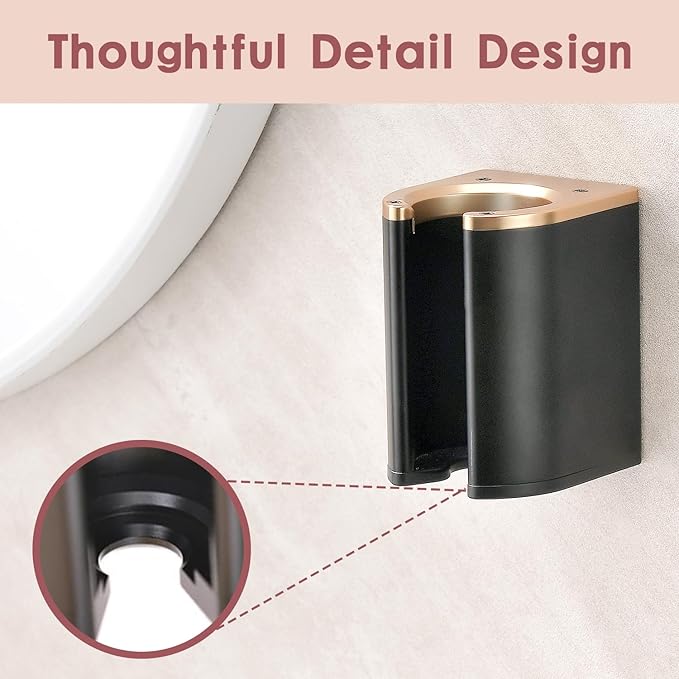 Dyson Airwrap Holder, Aluminum Curling Iron Holder Wall Mount for Dyson Airwrap/Airstraight/Shark Flex Style, Flat Iron Holder for Bathroom Storage, Black & Gold Chochoyah