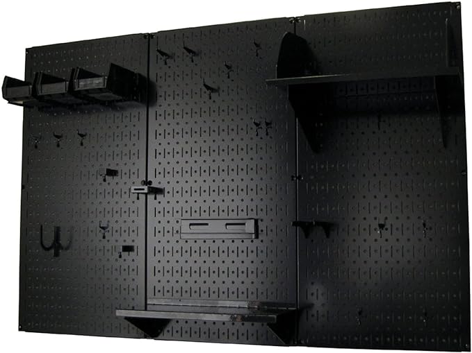 Wall Control Pegboard Organizer 4 ft. Metal Pegboard Standard Tool Storage Kit with Black Toolboard and Black Accessories