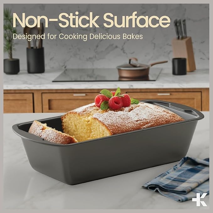 BAKKENMASTER Bakken- Swiss Loaf Pan Set 4-Piece - Deluxe Nonstick Carbon Steel Bakeware for Perfect Bread and Cakes – Dishwasher Safe, Premium Pans for Home Baking