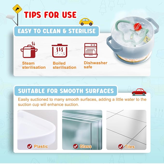 High Chair Suction Toys for Babies 6-12 Months, Suction Cup Toy for Toddlers 1-3, Baby Sensory Montessori Chew Toy for Babies 0-6 Month, Silicone Baby Teething Toys for 12-18 Months