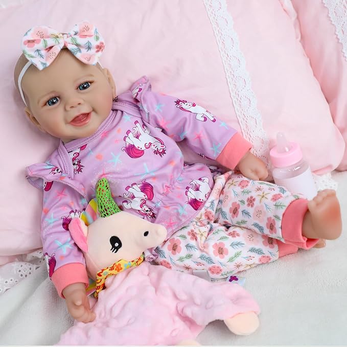 SCOM Baby Doll Girl, 18 inch Realistic Soft Body Baby Doll Real Life Cute Baby with Accessories for 3+ Year Old Gifts