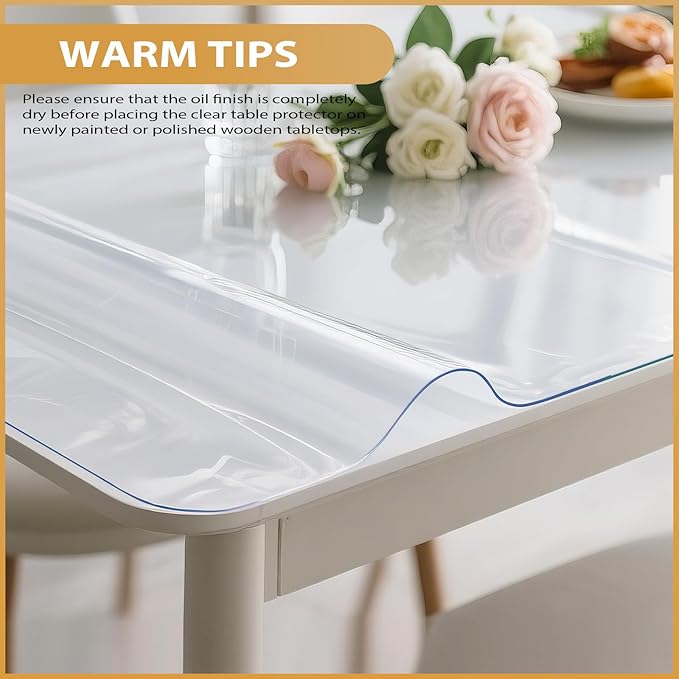 Clear Table Protector 42 x 84 Inch, 1.4mm Thick Waterproof PVC Plastic Table Cover, Durable Table Pad for Dining Room, Kitchen, Writing Desk, and Coffee Tables