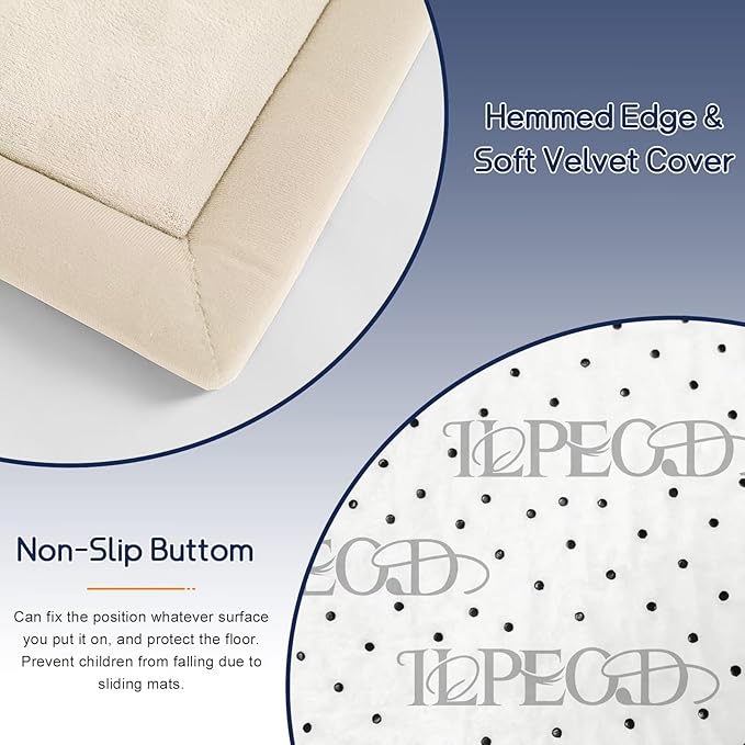 Baby Play Mat for Floor Nursery Rug Muscle Mat Area Rug Playroom Rug 79"x79" Playpen Mat Elastic Foam 1.3" Thick Crawling Mat for Babies,Toddlers, Infants, Kids,A Beige