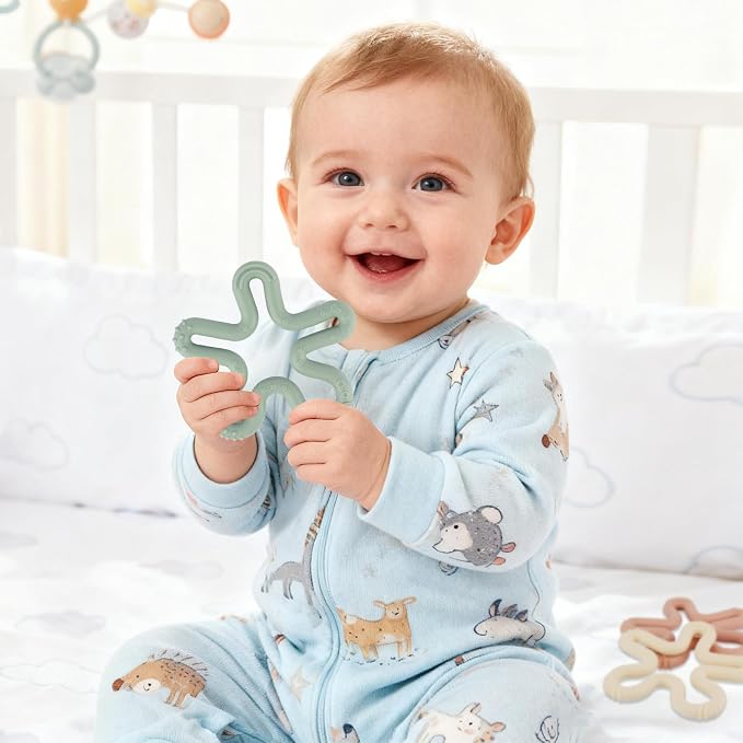 Fu Store 3 Pack Coral Flower Ring Teether Baby Teething Toys Silicone Teether Ring Toys for Babies 0-6 0-12 0-24 0-36 Months Easy to Grasp Clean Infant Teething Relief Soothing Sore Gums