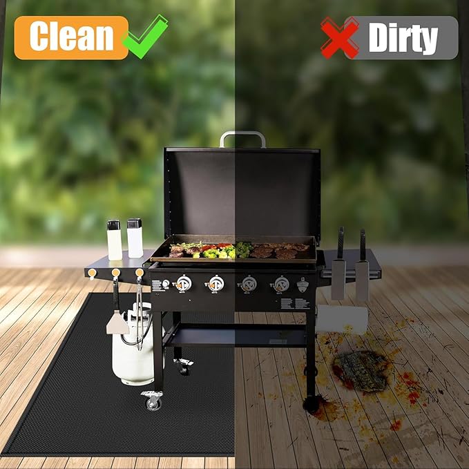 60 ×40 inches Under Grill Mats for Outdoor Grill/ Double-Sided Fire Pit Mat Fireplace Mat, Fireproof Deck and Patio Protector Mat, BBQ Mat for Under BBQ Waterproof Oil-Proof Grill Floor Pads Grill Mat