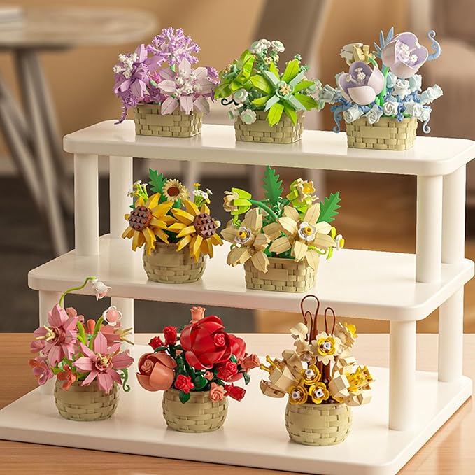 Mini Flowers Building Block Set,Flower Blocks Toys,Plants and Succulent Toys,Building Block Flowerpot，Botanical Collection Birthday Gift for Girls Boys Adults Kids Ages 6+ (Violet 201Pcs)
