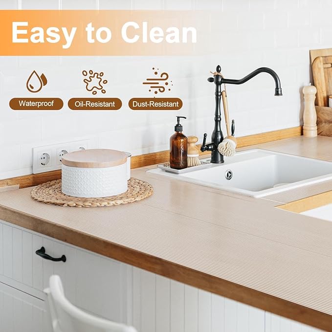 FEXIA Shelf Liners for Kitchen Cabinets Non-Slip Drawer Liner 14 Inches x 20 FT Waterproof & Oil-Proof Non Adhesive Durable Material Fridge Liner for Shelves
