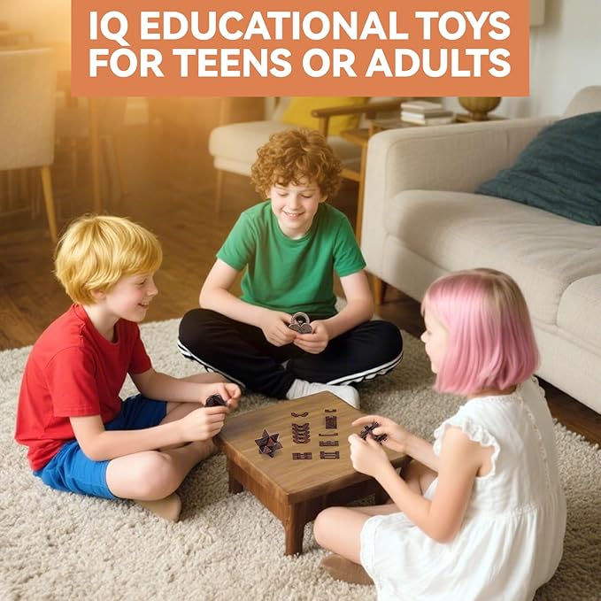 8 Pcs Brain Teaser Puzzles for Adults Teens - Wooden Puzzles 3D Puzzle Game Toys for Adults Teens - Metal Unlock Interlocking Puzzle Adult IQ Education Smart Toys