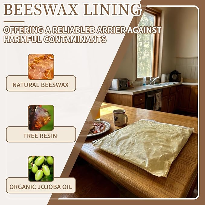 Reusable Beeswax Bread Bags-17"x13" Large Bread Bags for Sourdough & Homemade Cloth BreadBags Keeps Fresh Longer 2Pack (Vertical stripe pattern) | Stripe Pattern, Beeswax keep fresh, Large Size, Zipper, Snap-on