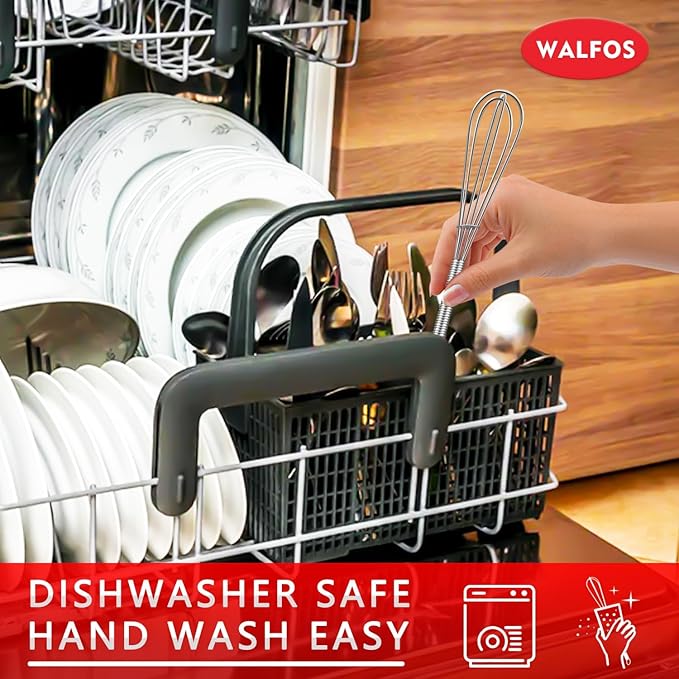 Walfos Mini Whisks, Small Whisk Bulk 304 Stainless Steel 6 Pieces, 5 Inch Tiny Whisk For Whisking, Beating Eggs, Mixing Sauces, Blending Ingredients