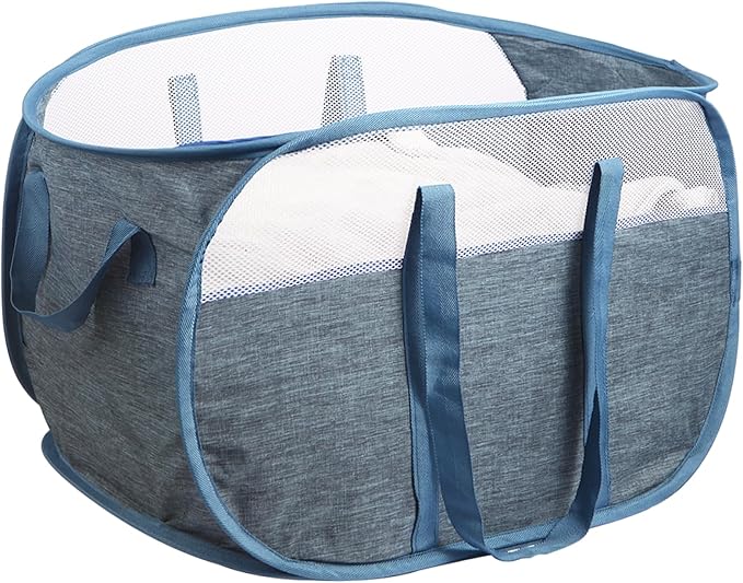 100L Collapsible Laundry Baskets, Tear Proof Pop Up Laundry Hamper with Dual Handles, Large Foldable Laundry Basket, Easy to Carry Laundry Hamper for Home, Laundry Room, Bedroom, Dorm, Travel Blue