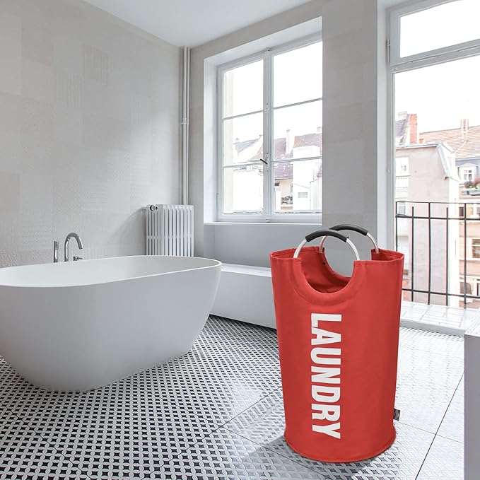 DOKEHOM 125L X-Large Collapsible Washing Laundry Basket Bag (7 Colors) for Bedroom, Fabric (Red, XL)