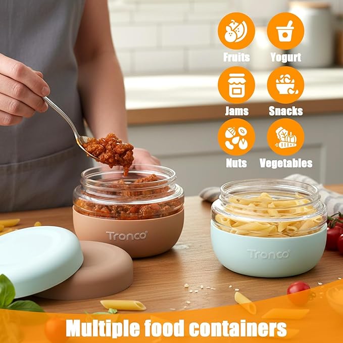 Tronco 24 oz Glass Lunch Bowl Container with Lid, Reusable Glass Food Container for Salad, Snack,Yogurt, Soup Food Storage, Meal Prep, Airtight, Leak & Spill Proof, Dishwasher Safe, BPA-Free, Set of 1