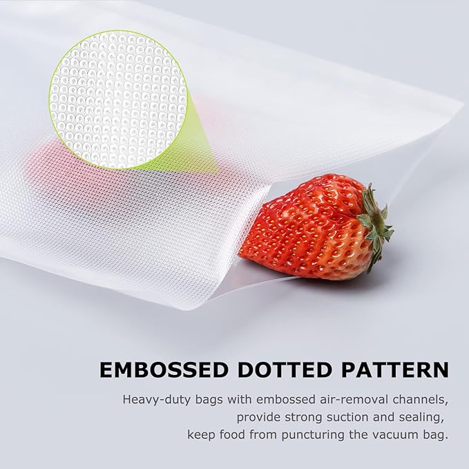 Bonsenkitchen Precut Vacuum Sealer Bags 200 Quart 8" x 12", BPA Free, Commercial Grade Textured Food Vacuum Sealer Bag, Thick Embossed Bags for Storage and Sous Vide Cooking VB3208