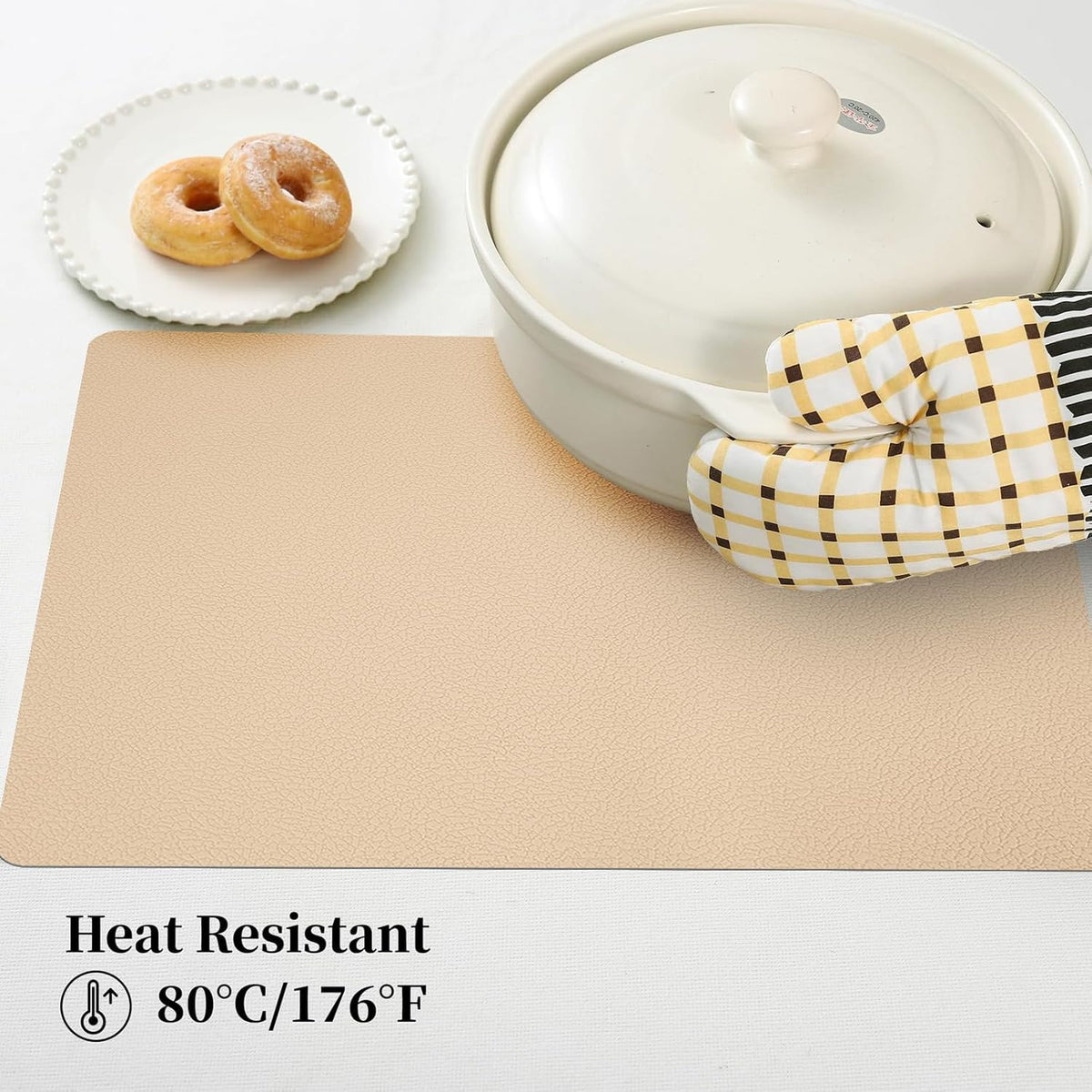 Silicone Placemats Set of 4,Heat Resistant Mats,Non-Slip Mats, Dustproof Placemats, Waterproof, Easy to Clean,Perfect for Indoor & Outdoor Dining,12.6 x 17.7 inches by Siliconty (Light Coffee)