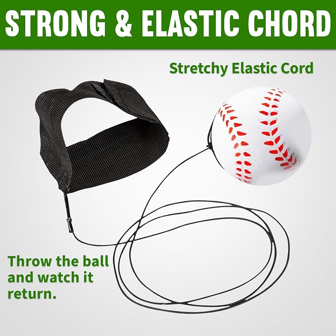 Playbees 24 Pack Reactive Practice Baseballs – Bulk Team Set with Wrist Return Elastic Cord – Heavy Duty Training Balls for Baseball & Softball Drills – Large Party Favor Pack for Kids