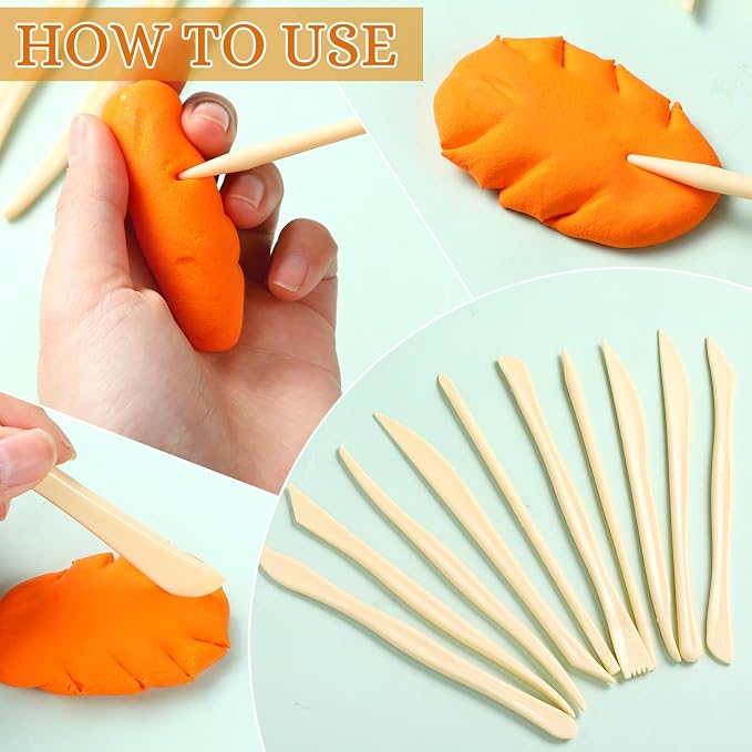 Ferrochef 20 Set 200 Pcs Plastic Clay Sculpting Tools Different Shapes Pottery Tools Clay Carving Cutters Pottery Trimming Supplies for DIY Ceramics Plastilina Molding Embossin (Classic Style)