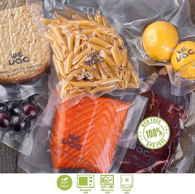 Wevac Vacuum Sealer Bags 100 Pint 6x10 Inch for Food Saver, Seal a Meal, Weston. Commercial Grade, BPA Free, Heavy Duty, Great for vac storage, Meal Prep or sous vide