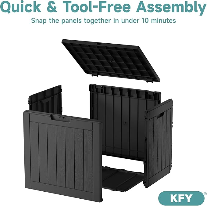 30 Gallon Waterproof Resin Deck Box, UV Resistant Outdoor Storage for Garden, Patio, Porch, Delivery,Striped Black