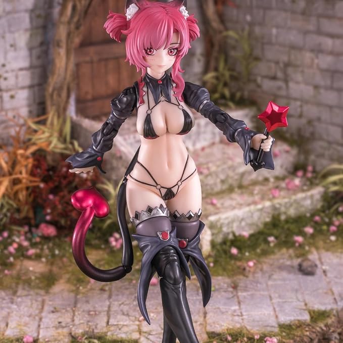 LEBOO EXSSRION 1/12 Action Figures Hoshikawa Neco Witch 6.3'' Movable Collectible Anime Figurine Model Kit, Ages 15+ (Red Version)