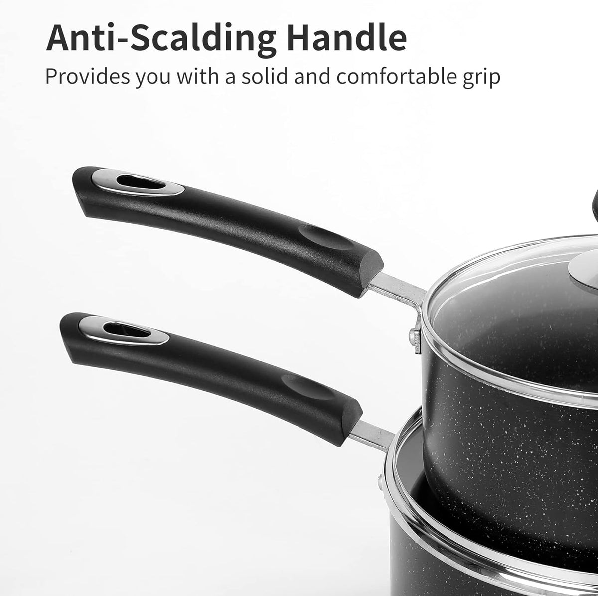 Nonstick Saucepan Set with Lid, Non Stick 2Qt & 3Qt Sauce Pan Set with Glass Lid Small Pot for Home Kitchen