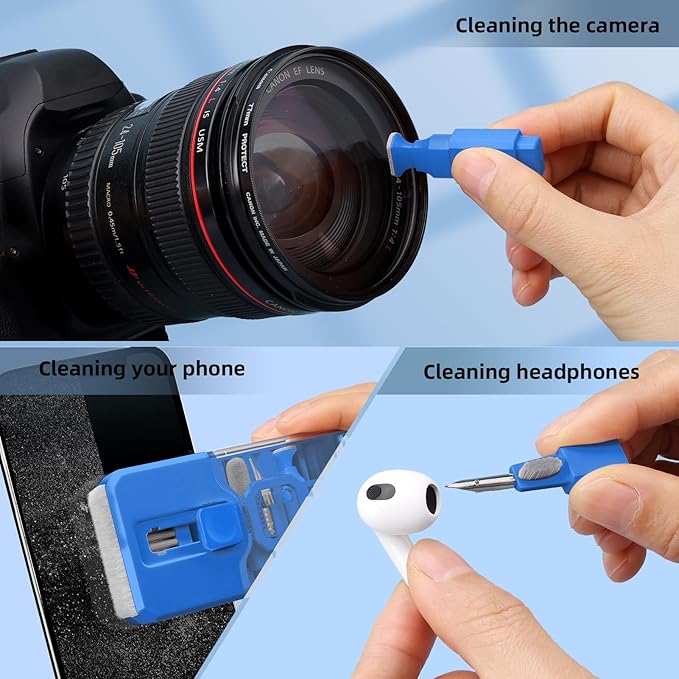 Ordilend Keyboard Cleaning Kit Laptop Cleaner, All-in-One Computer Camera Cleaning Kits Brush Tool, Multi-Function PC Electronic Cleaner for iPad iPhone Pro Earbuds Camera Monitor with Patent, SkyBlue