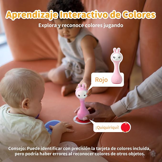alilo Sonajero Musical para Bebés 0-12 Meses, Juguete con Luz, 66 Sonidos, 15 Canciones, 13 Cuentos, 5 Canciones de Cuna, Ruido Blanco, Reconocimiento de Colores, Regalo Recién Nacido