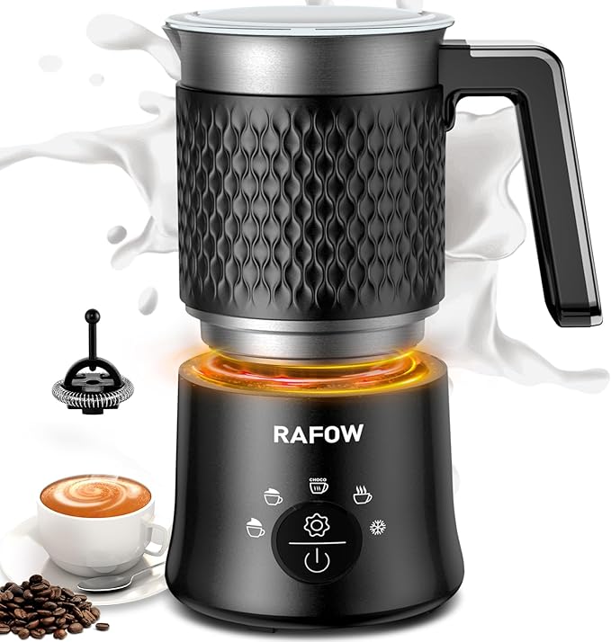 5 In 1 Milk Frother, Electric Milk Frother and Steamer 11.8oz Automatic Milk Steamer Hot & Cold Foam Maker, Milk Warmer Dishwasher Safe & Silent Working for Coffee,Latte,Cappuccino,Hot Chocolate