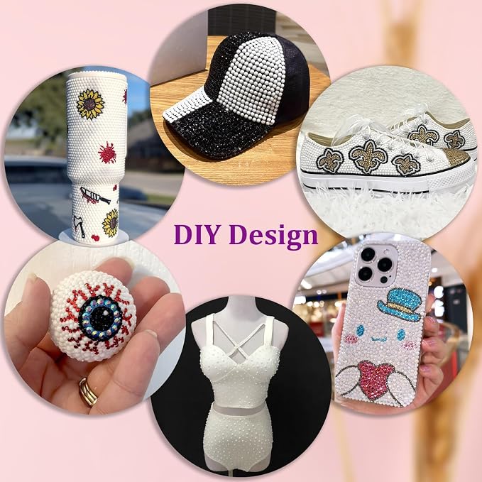 25000Pcs Resin Rhinestones for Crafting, White 2-6mm Mixed Sizes Non Hotfix Flatback Gems with 1Pcs Glue, Bedazzling Crystal for DIY Craft Clothing Mugs Tumblers Shoes Fabric Decor Nail Art