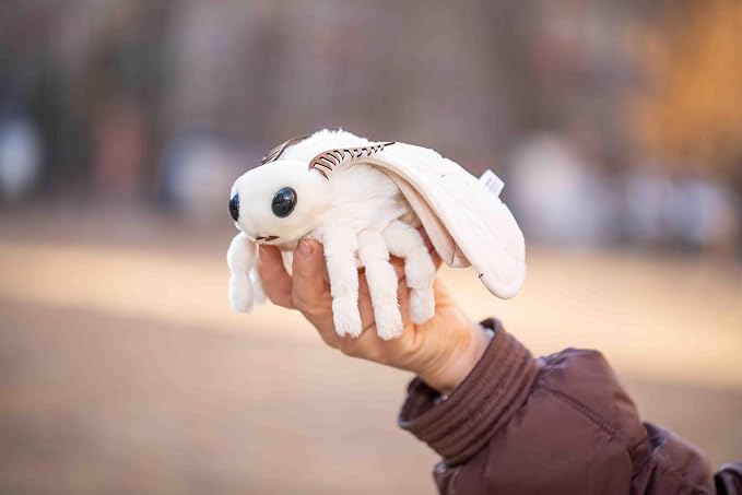 TAMMYFLYFLY Lifelike Moth Plush Toy,Cute Poodle Moth Stuffed Animal, Insect Model Toy, 7 Inches Soft Toy