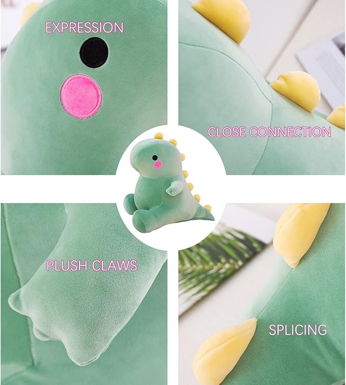 DUANMUL Cute Dinosaur Plush Toys, Fat Dinosaur Stuffed Animals Toys Dolls, Dinosaur Plush Toy Soft Stuffed Animal Dino Plushies Doll Cute Birthday Gifts for Kids Girls Boys (Green,19in)
