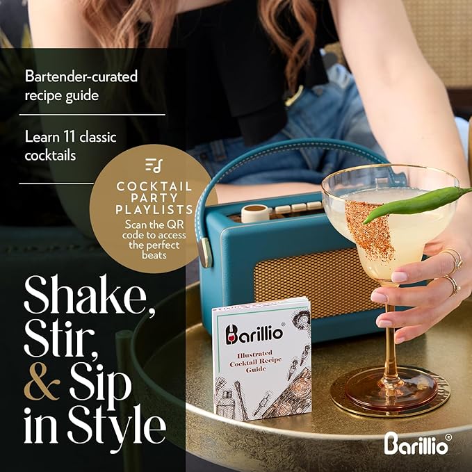 Barillio Rose Gold Bartender Kit - Stainless-Steel Cocktail Shaker Set w/Bamboo Stand - Mixology Bar Tools w/Drink Shaker, Mixer and Muddler for Cocktails - Home Bar Accessories - 23-Pc Bar Set