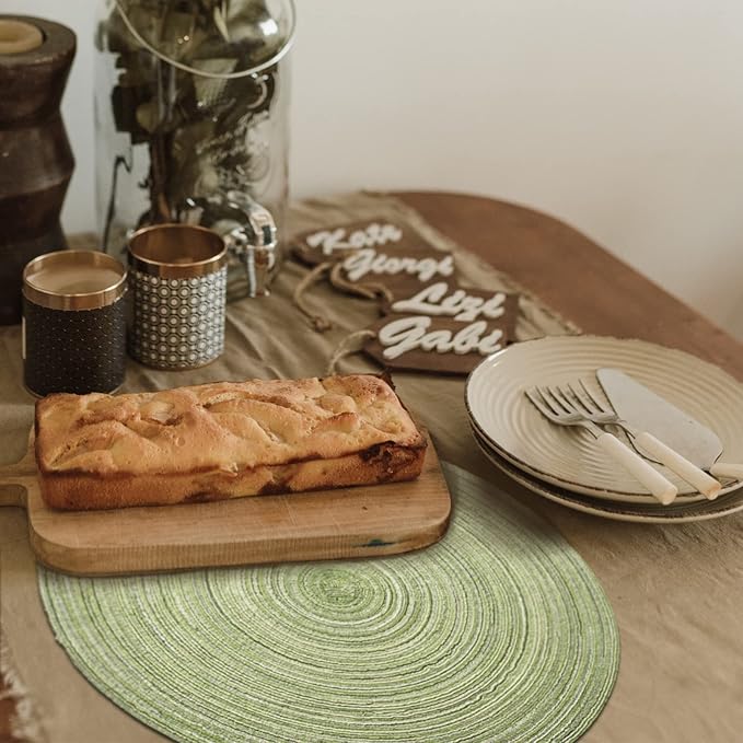 FunWheat Round Braided Placemats Set of 6 Place mats for Dining Tables Woven Heat Resistant Table Mats 15 inch (Light Green)